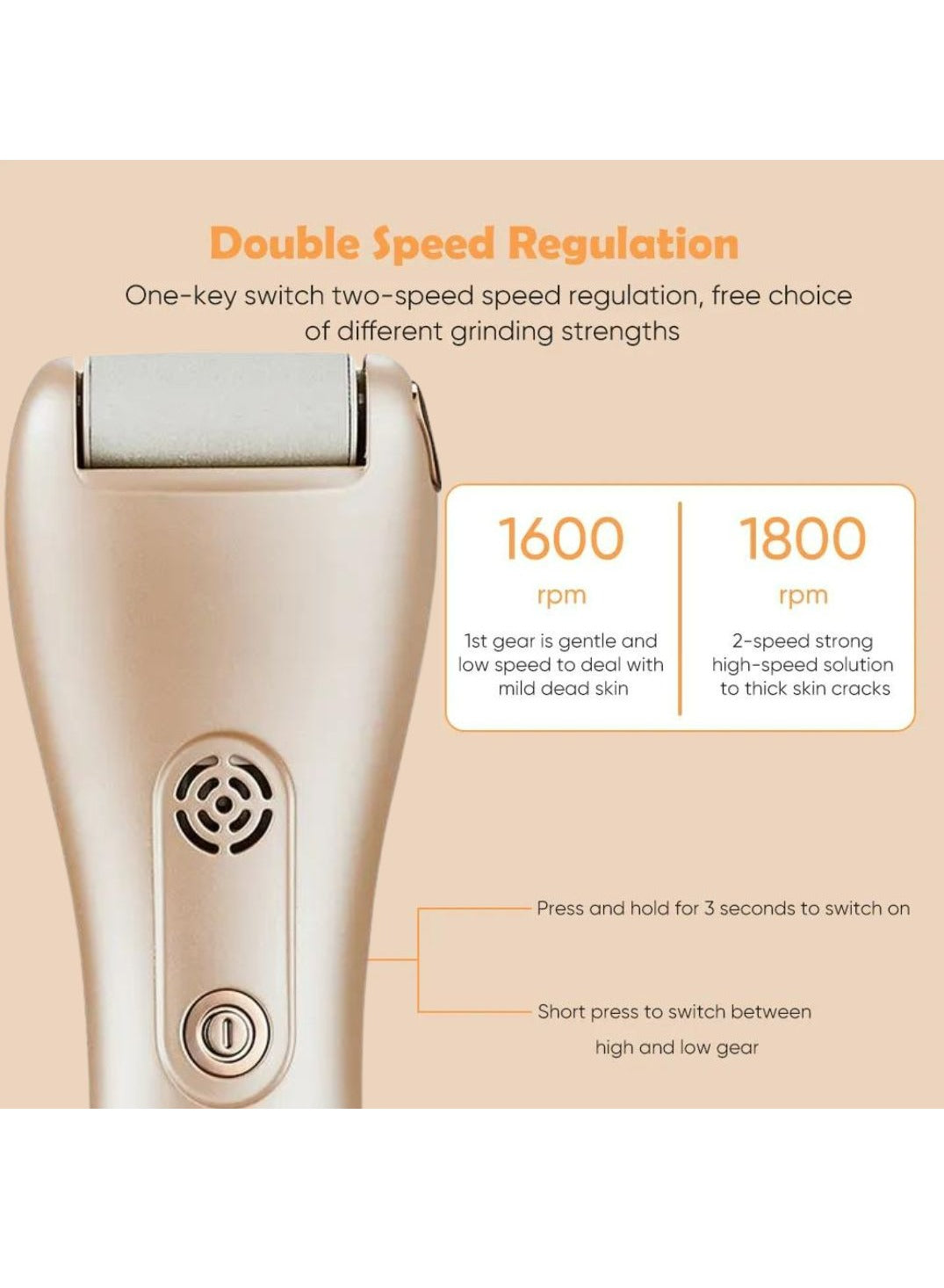 Electric Callus Remover Rechargeable with 3 Grinding Rollers