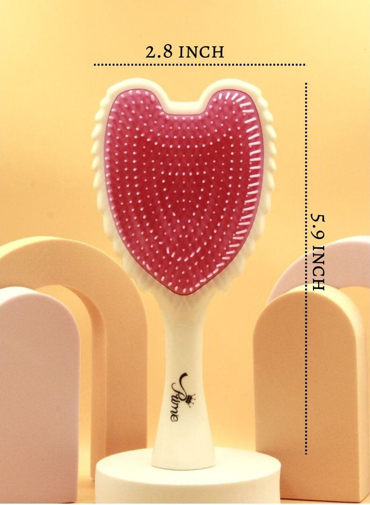 Prime Wet Tangle Detangler Hairbrush comb -Gloss White Pink Bristles