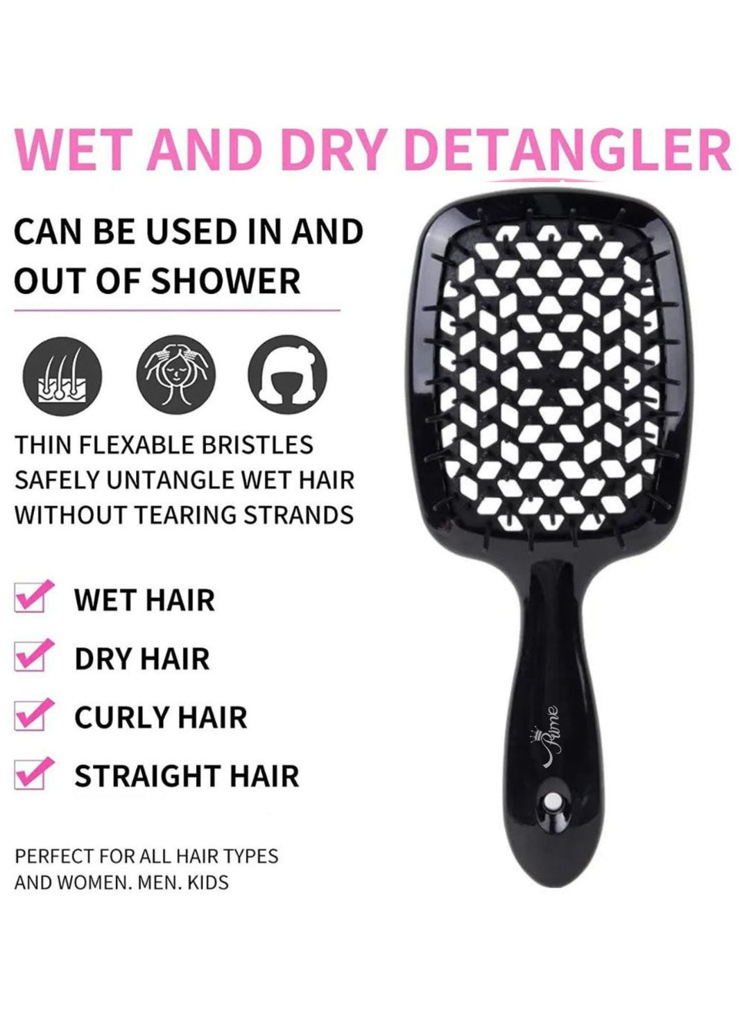 Hair Brush Professional Detangler Superbrush for Men and Women - Black