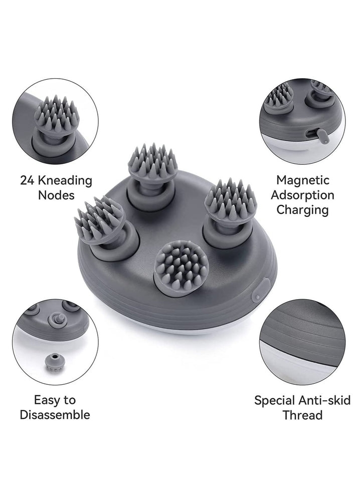 Electric Scalp Massager with 4 Heads + Massage Pillow with 8 Heads + EMS Foot Massager