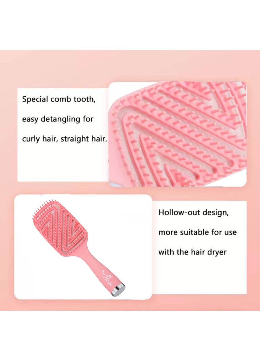 Wet Curly Detangling HairBrush & Hair Scalp Massage Comb - Pink