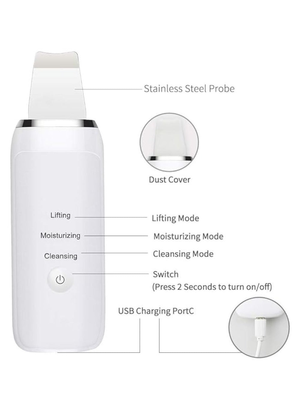 Professional Ultrasonic Deep Cleaning Facial Scrubber