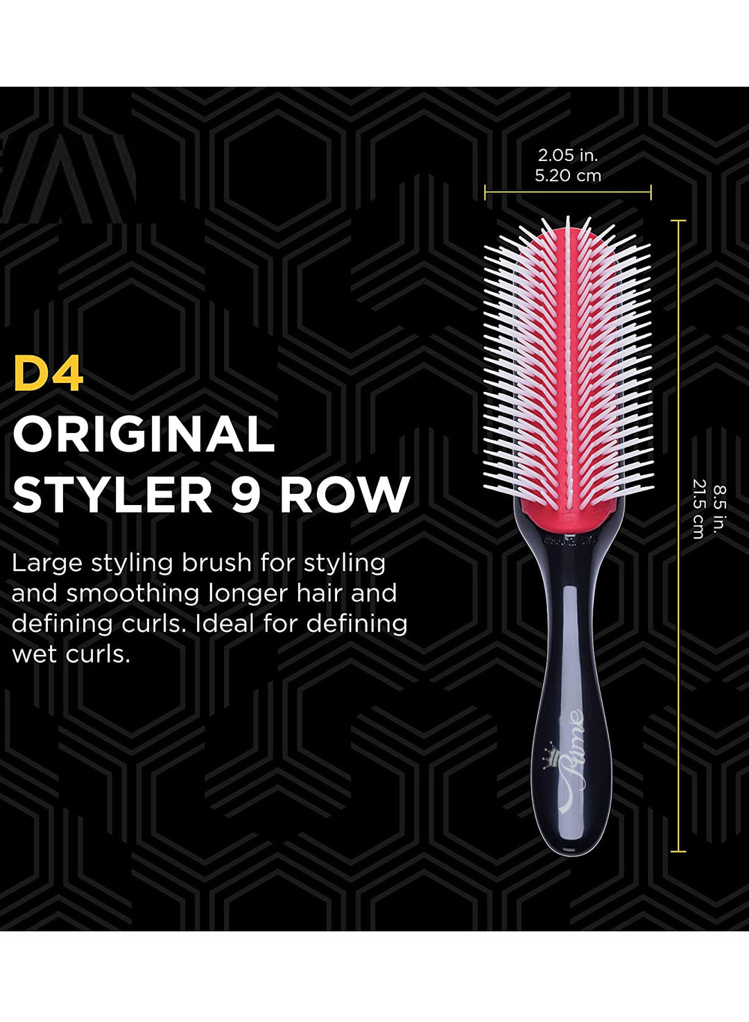 Detangling  Styling Curling Round Hair Brush - Black Red