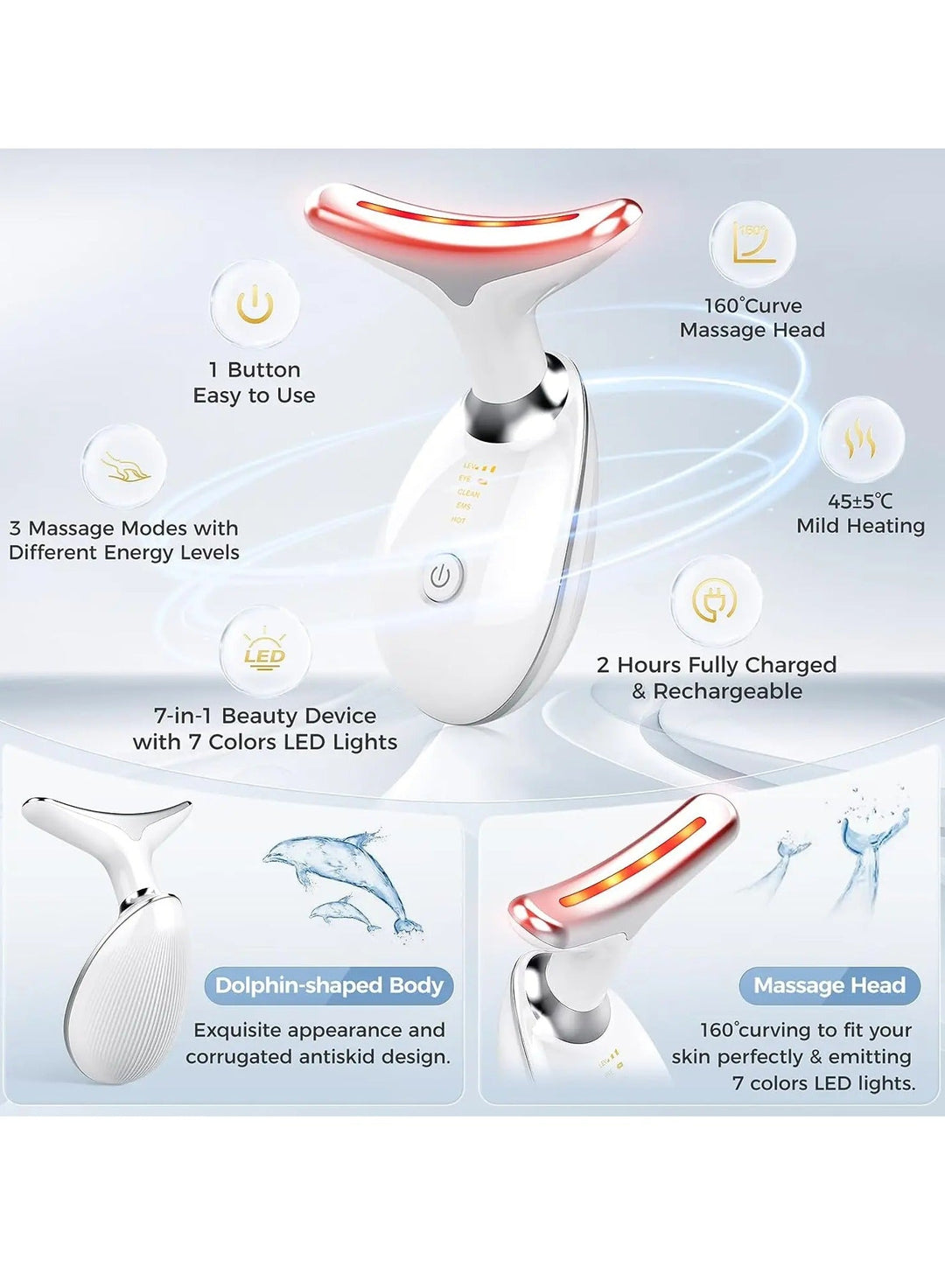 Premium 7 Color Face Massager Beauty Machine, Double Chin Therapy Facial Lifting Massager