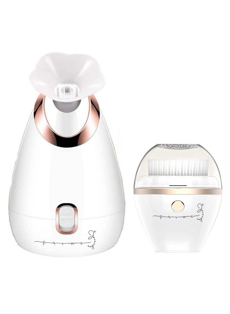 Set of Nano Ionic Facial Steamer + Massaging Facial Cleaner With 2 Heads